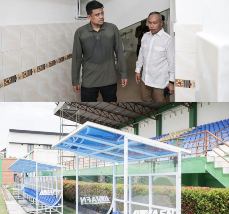 Gubernur Sumatera Utara Bobby Nasution meninjau Stadion Mini Pancing untuk memastikan kesiapan venue pendukung AFF U-19 2026 yang akan digelar pada Juni mendatang, Minggu (10/5/2026).